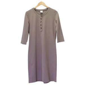 Lou Lou & Co Everyday Midi Dress Size Medium in Mocha Taupe Maternity Nursing